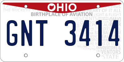OH license plate GNT3414