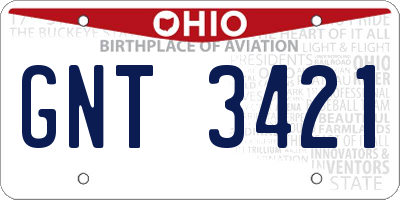 OH license plate GNT3421