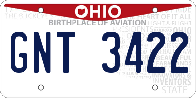 OH license plate GNT3422