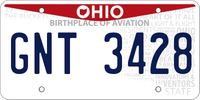 OH license plate GNT3428