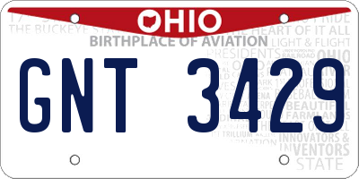 OH license plate GNT3429