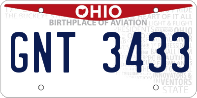 OH license plate GNT3433