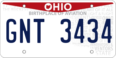 OH license plate GNT3434