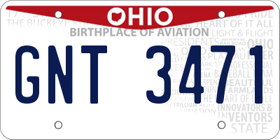 OH license plate GNT3471