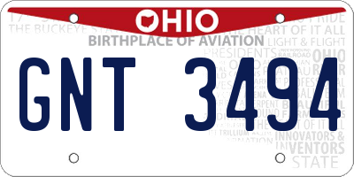 OH license plate GNT3494