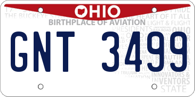 OH license plate GNT3499