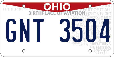 OH license plate GNT3504