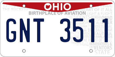 OH license plate GNT3511