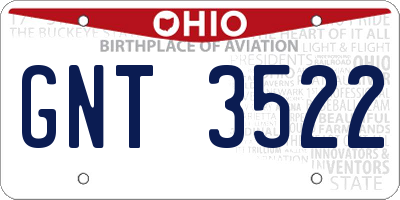 OH license plate GNT3522