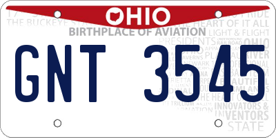 OH license plate GNT3545