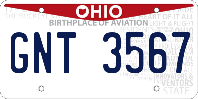 OH license plate GNT3567