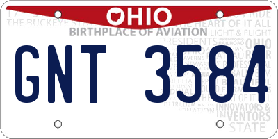 OH license plate GNT3584