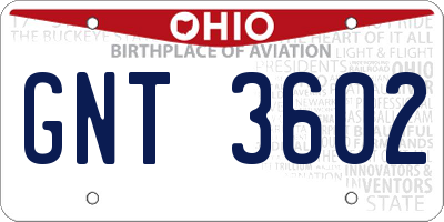 OH license plate GNT3602