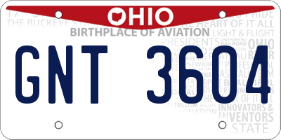 OH license plate GNT3604