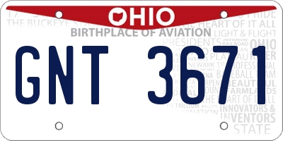 OH license plate GNT3671