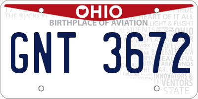OH license plate GNT3672