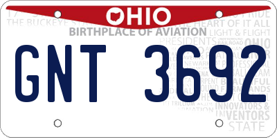 OH license plate GNT3692