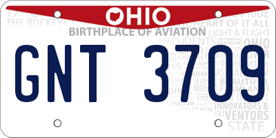 OH license plate GNT3709