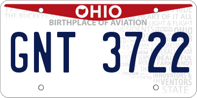 OH license plate GNT3722