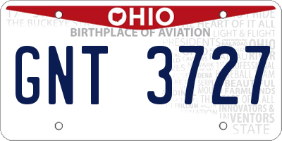 OH license plate GNT3727