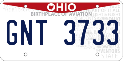 OH license plate GNT3733