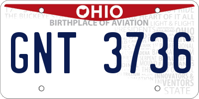 OH license plate GNT3736