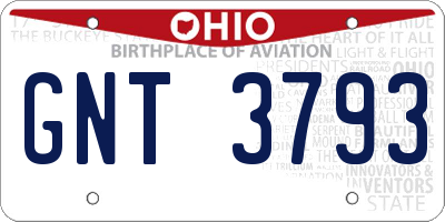 OH license plate GNT3793