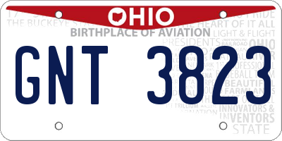 OH license plate GNT3823