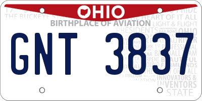 OH license plate GNT3837