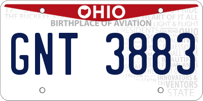 OH license plate GNT3883