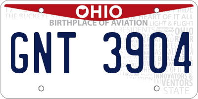 OH license plate GNT3904