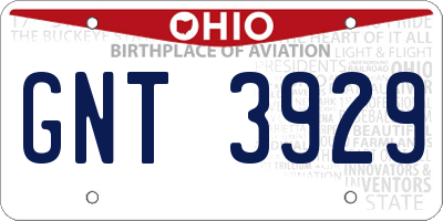 OH license plate GNT3929