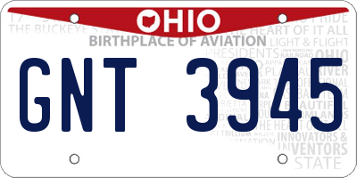 OH license plate GNT3945
