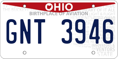 OH license plate GNT3946