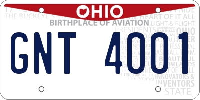 OH license plate GNT4001
