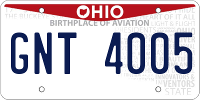 OH license plate GNT4005