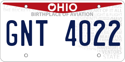 OH license plate GNT4022