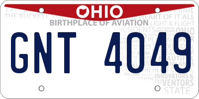 OH license plate GNT4049