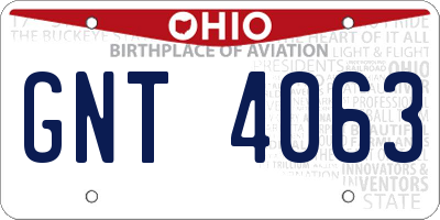 OH license plate GNT4063