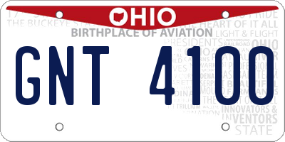OH license plate GNT4100