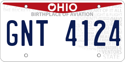 OH license plate GNT4124