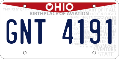 OH license plate GNT4191