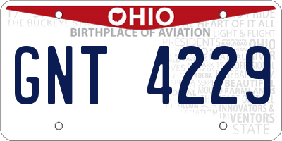 OH license plate GNT4229