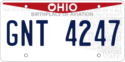OH license plate GNT4247