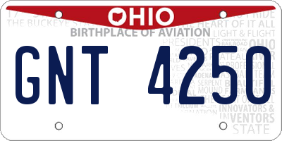 OH license plate GNT4250