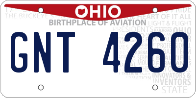 OH license plate GNT4260