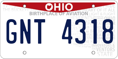 OH license plate GNT4318