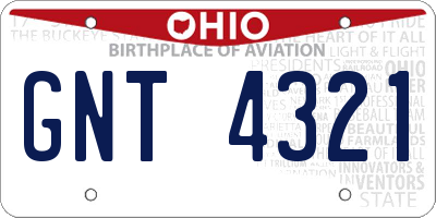 OH license plate GNT4321