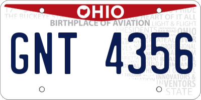 OH license plate GNT4356