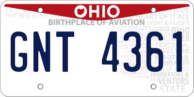 OH license plate GNT4361